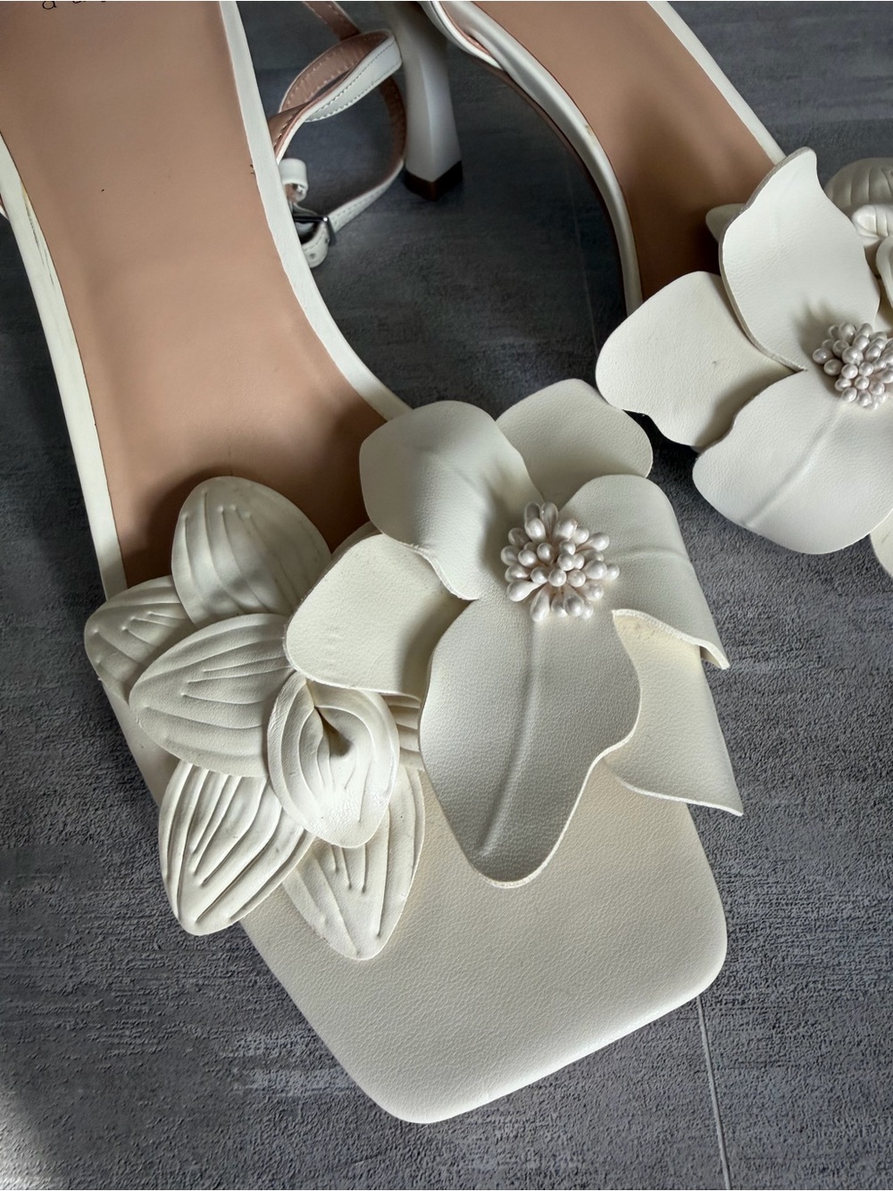 A New Day Floral Heeled Sandals Women’s 10 Cream Wedding Shoes - Picture 2 of 7